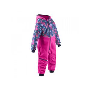 Unuo, Batoľacie softshellová kombinéza s fleecom Mini, fuchsie, Kvetinky Veľkosť: 74/80