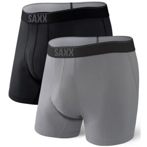 Saxx QUEST QDM BOXER BRIEF FLY 2PK black/dark charcoal II Veľkosť: S boxerky